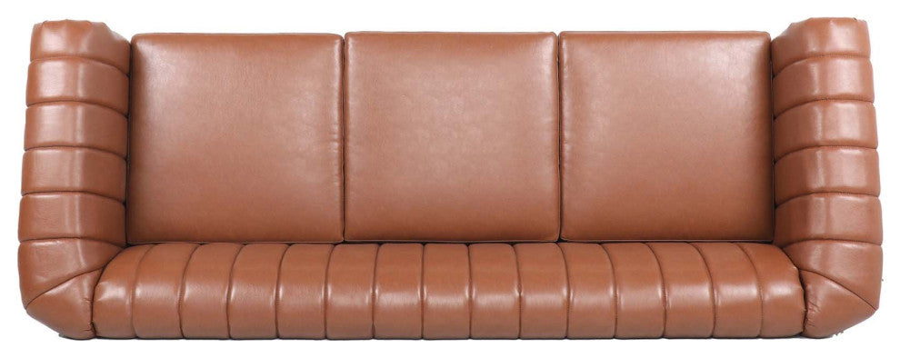 83" Faux leather Rolled Arm Sofa with Nailhead Trim, Brown, 83'' X 33''