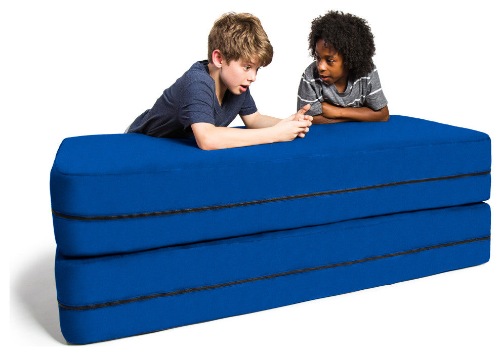 Zipline Big Kids Modular Sofa and Ottoman, Blueberry