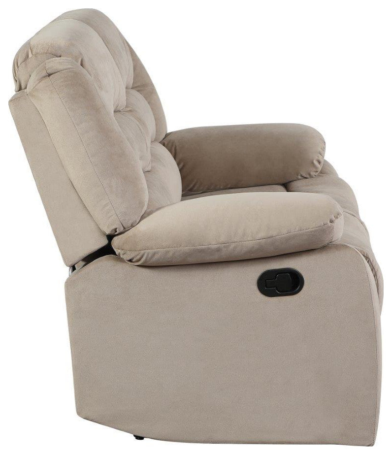 Callan Contemporary Microfiber Recliner Loveseat Beige