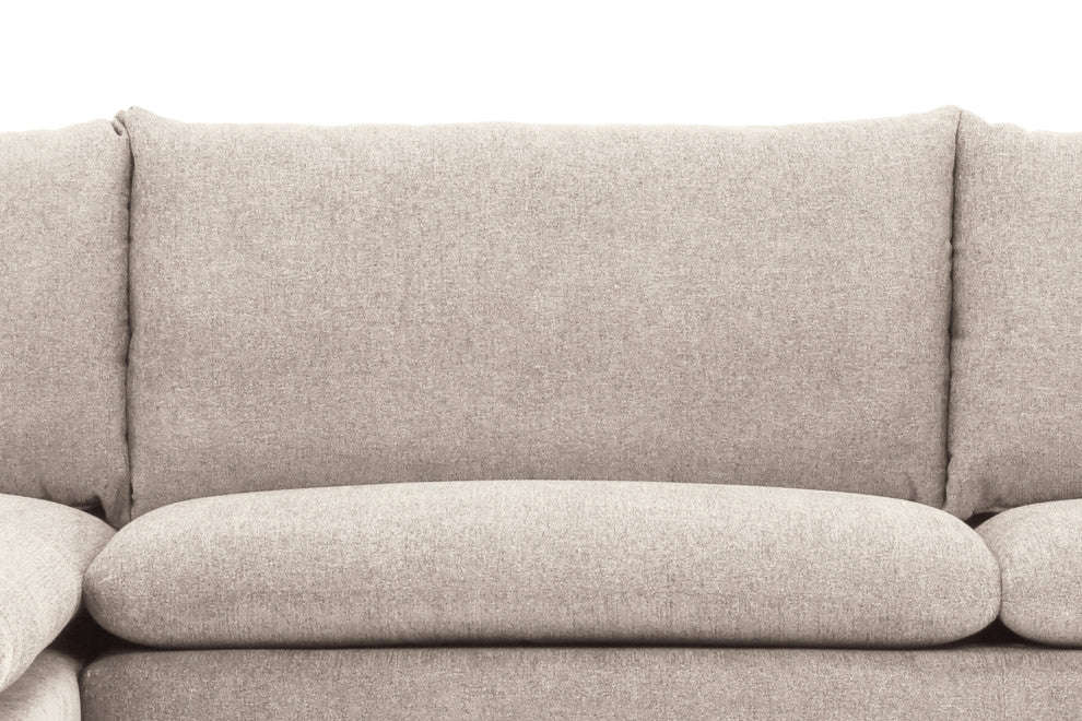Metro Anderson Chaise Sectional, Chrome Legs, Beige, Left Arm Facing