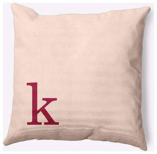 20" x 20" Modern Monogram Indoor/Outdoor Polyester Throw Pillow, Cranberry