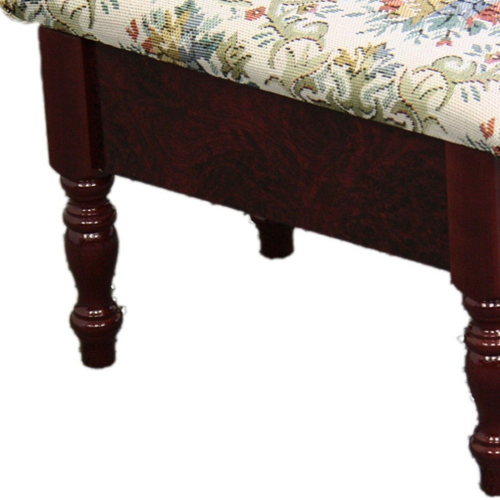 Oak Traditional Tapesty Foot Stool With Storage