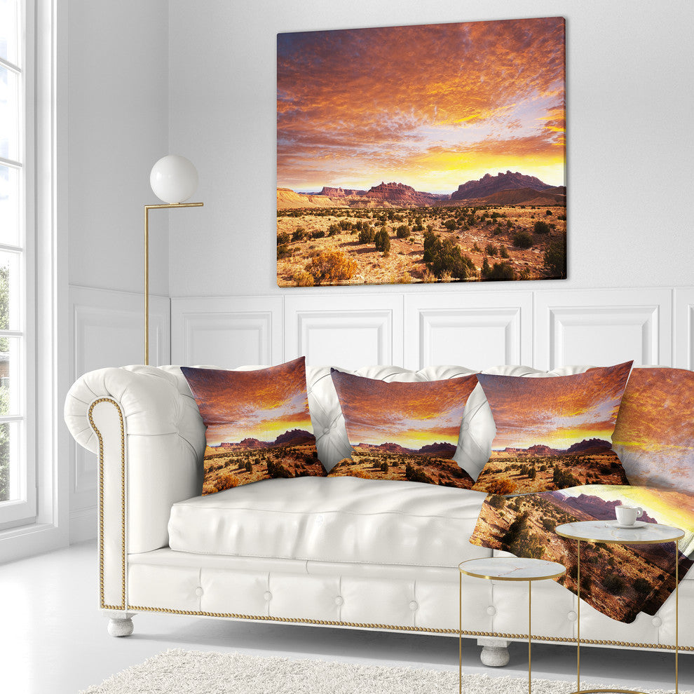 Land With Thick Clouds At Sunset African Landscape Throw Pillow, 18"x18"