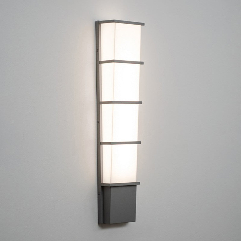 Lasalle LED Outdoor Sconce, 28", Textured Gray