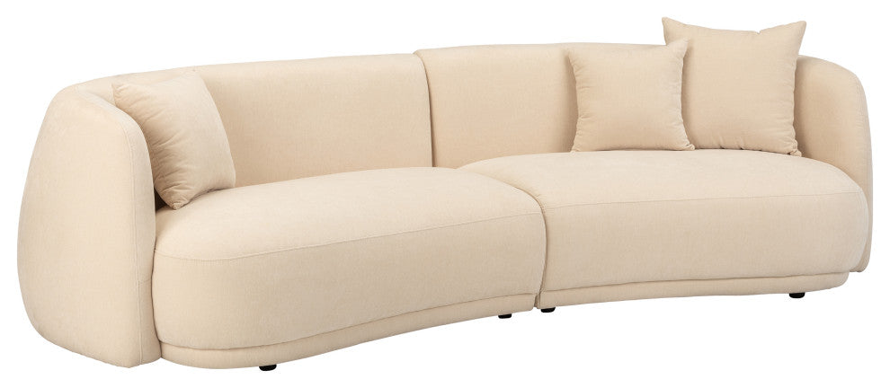 4-Seat Curved Sofa, Ivory/Beige
