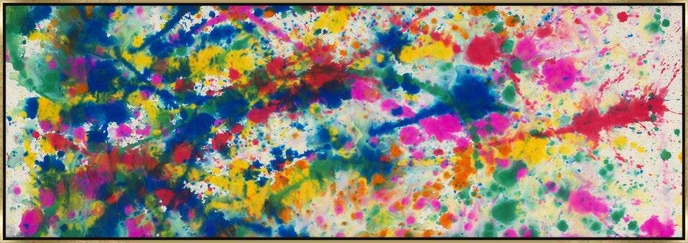 70x24 Smile Again II, Framed Artwork, Gold