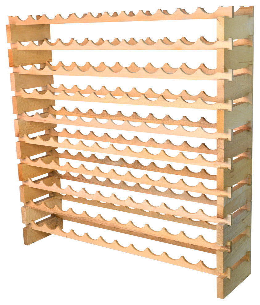 Modular Wine Rack Beechwood 48-144 Bottle Capacity 12 Bottles Across Stackable