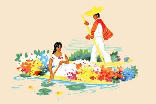 Mexican Flower Boats - Fine Art Giclee Print 24" x 36"