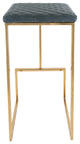 Quincy Leather Barstool Square Seats and Gold Metal Frame, Peacock Blue