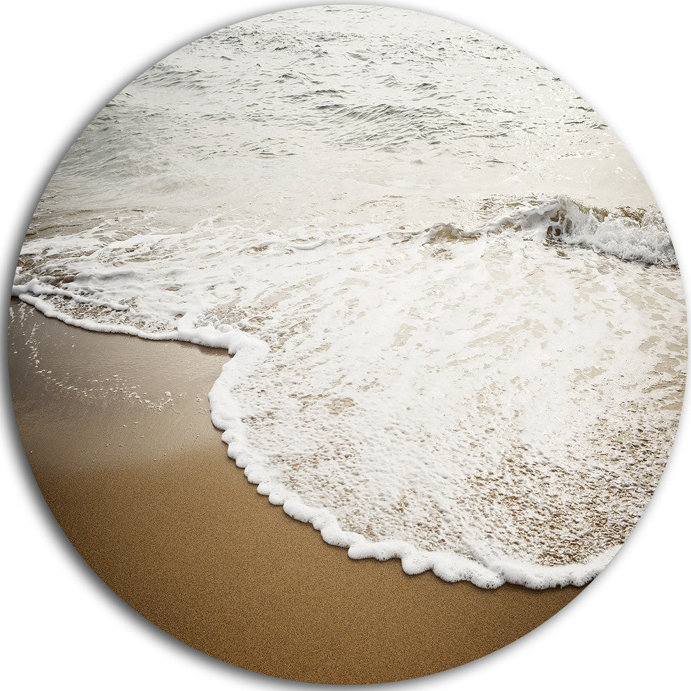 Close-Up Waves In Mediterranean Sea, Seascape Disc Metal Artwork, 23"
