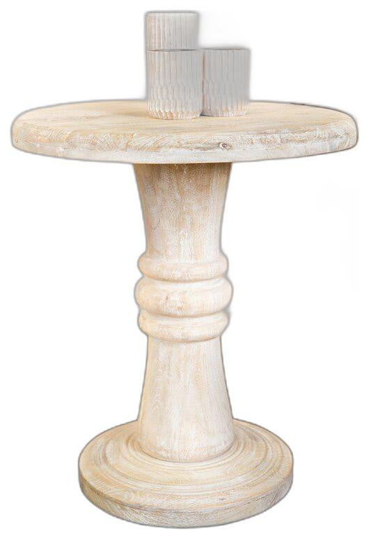 Rustic Natural Pedestal End Table