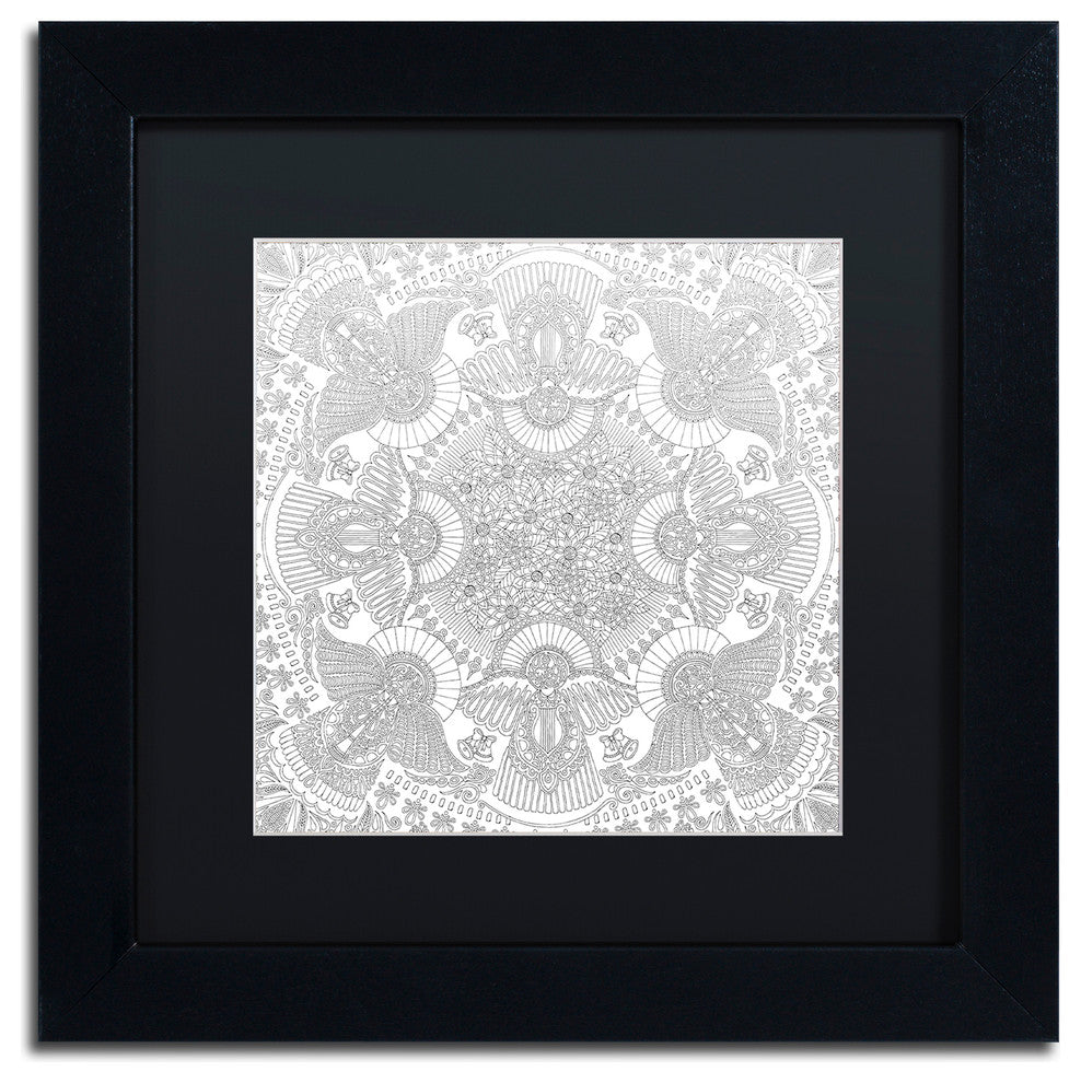 Hello Angel 'Christmas Angels' Art, Black Frame, Black Mat, 11x11