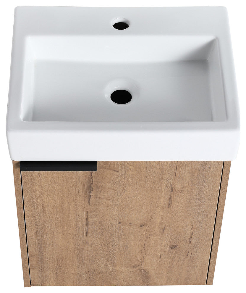 Wall-Mounted Bath Vanity, Ceramic Top and Basin