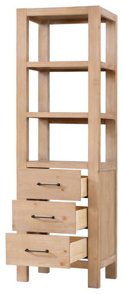 Leon Storage Cabinet for Bath, Kitchen and Living Room, Fir Wood Brown, 22"