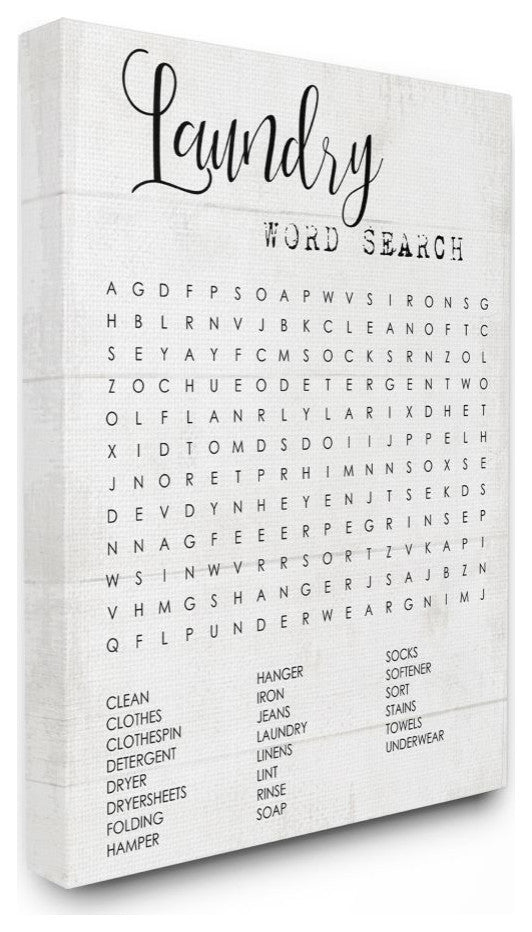 Stupell Industries Laundry Word Search Fun Family Word Design, 24"x30" , Canvas