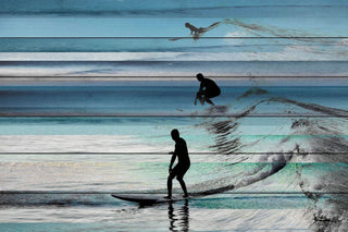 "Wave Jumping" Print on White Wood, 36"x24"