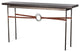 Equus Wood Top Console Table, Dark Smoke Finish, Chestnut Leather, Espresso Maple Wood Top