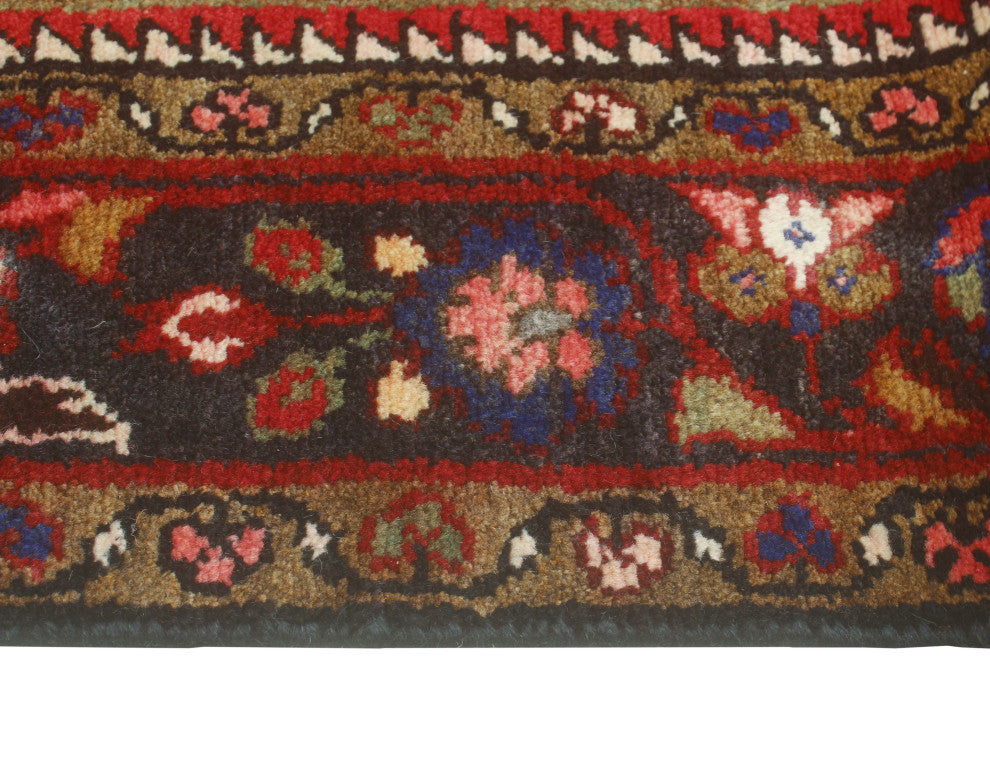 Fine Vintage Distressed Bernadin Red/Ivory Runner, 3'8 x 10'8