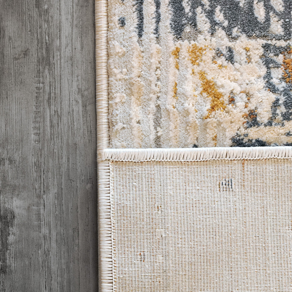 Dynamic Rugs Elixir Polyester Area Rug 5167-897 Taupe/Gray/Navy/Gold, 7.10x10.10