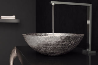 Glinka Bathroom Sink, Silver Leaf