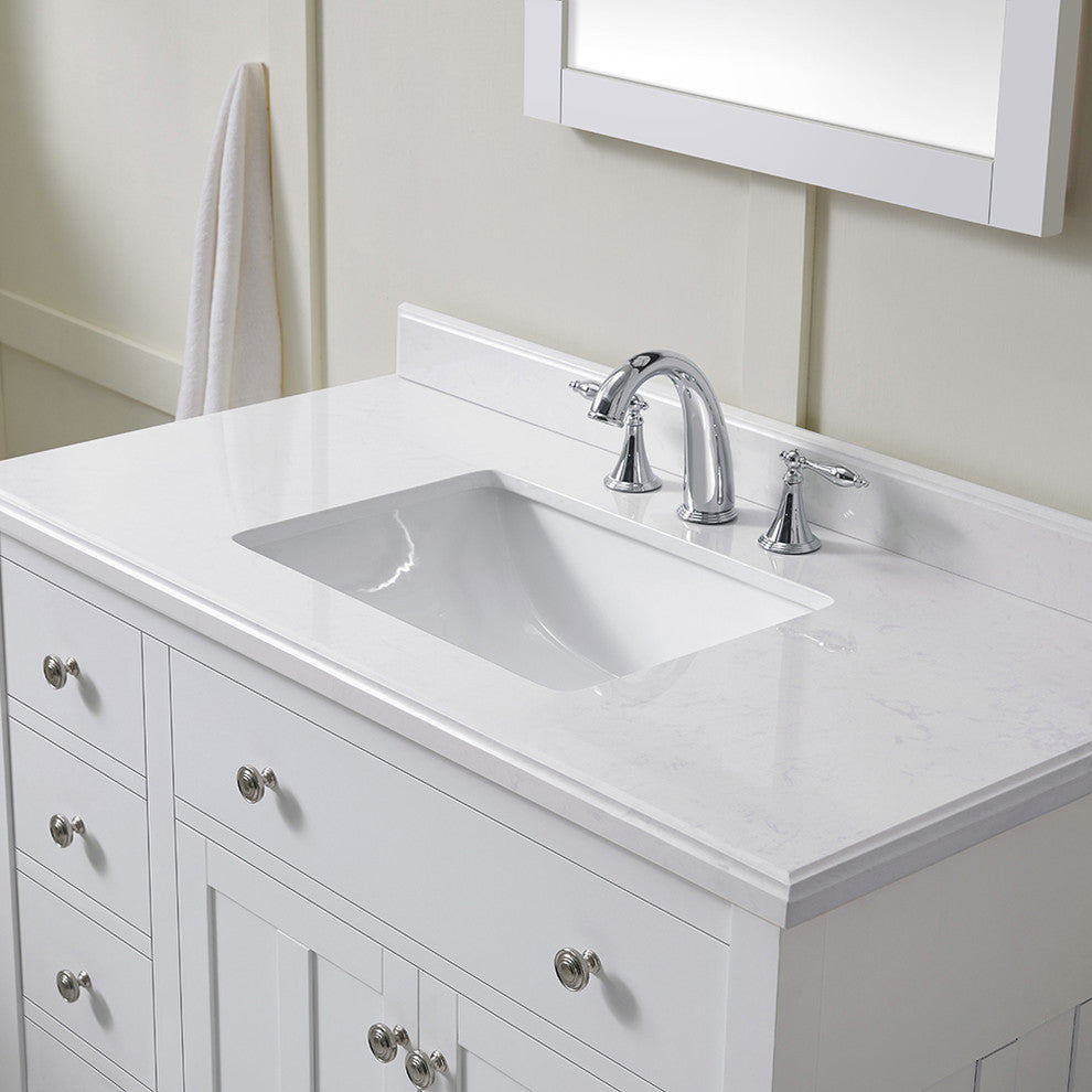 Newcastle Single Vanity, White, 42 in, Single Sink