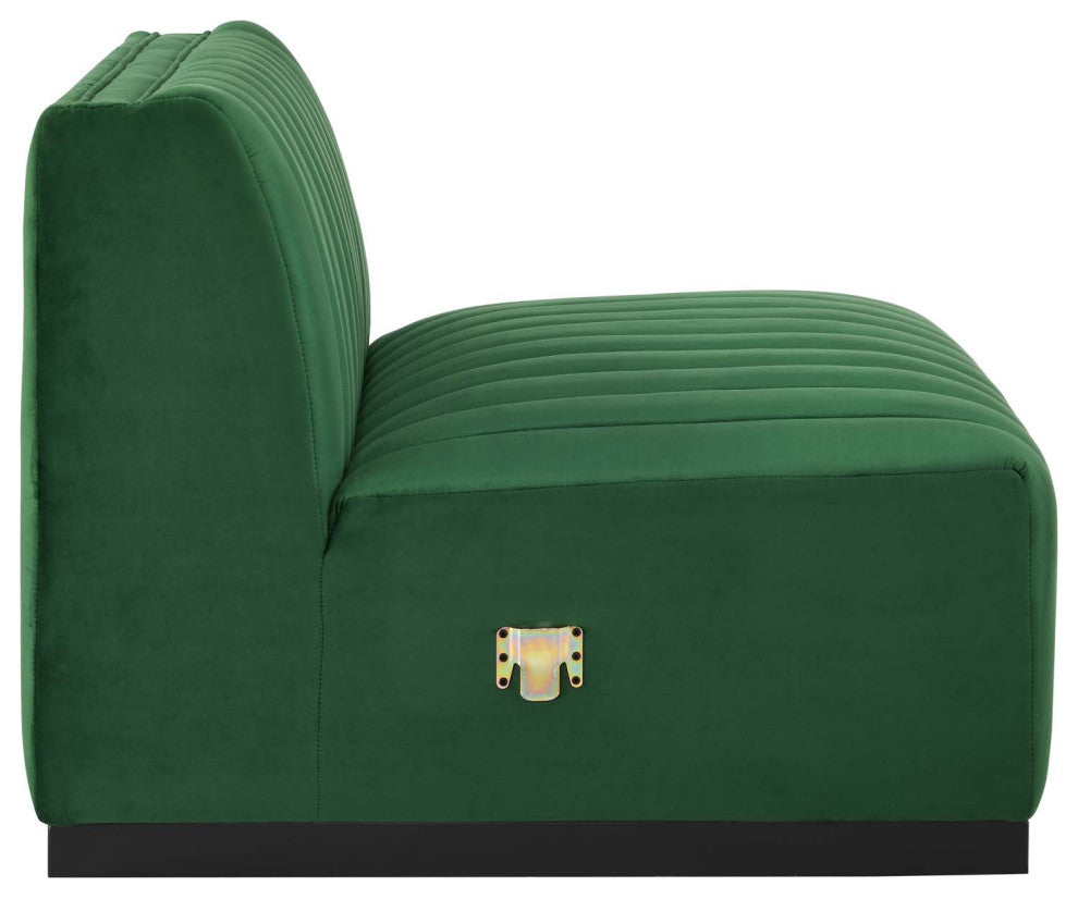 Conjure Channel Tufted Performance Velvet 4-Piece Sofa, Black Emerald