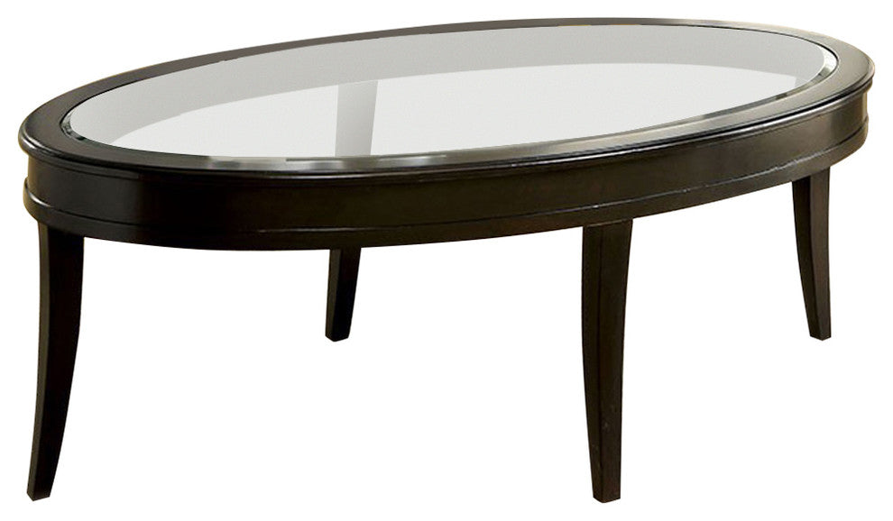 Silver Mist Contemporary Coffee Table In Dark Walnut Finish