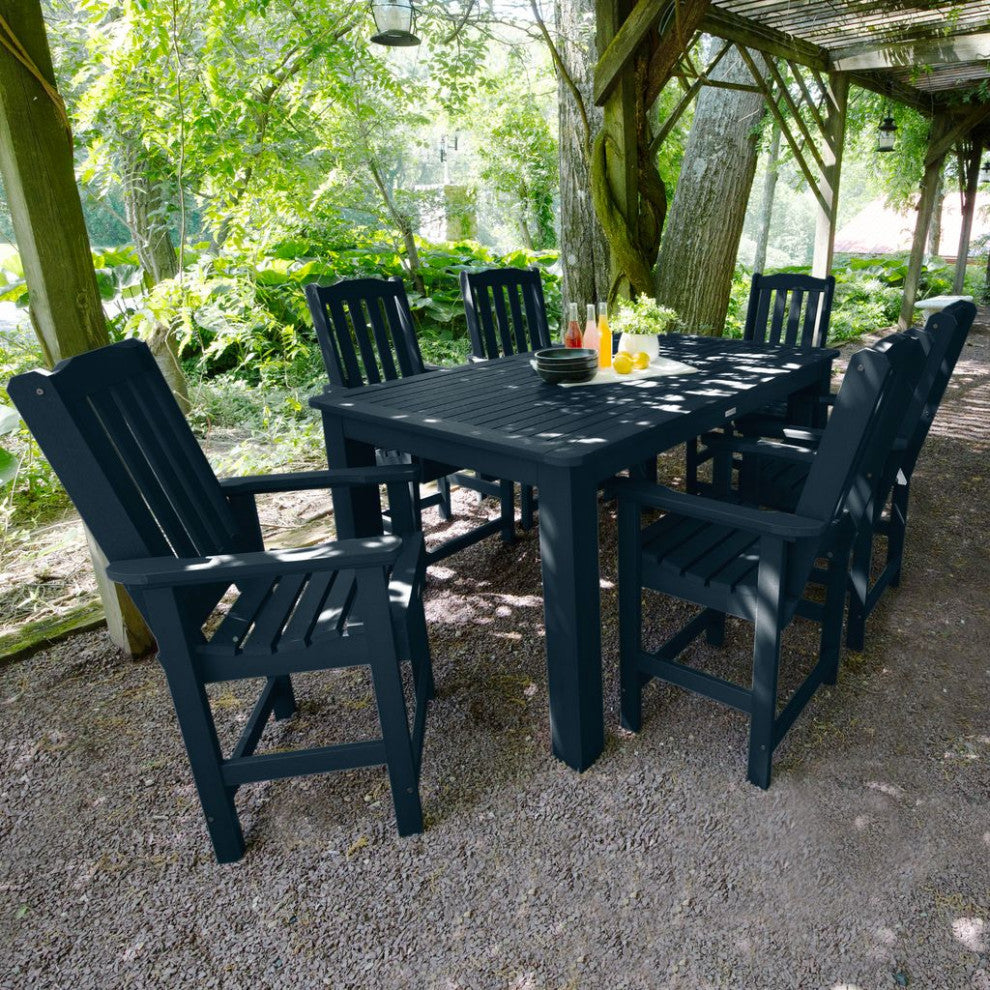 Lehigh 7-Piece Rectangle Counter-Height Dining Set, Federal Blue