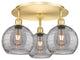 Ballston-Athens Deco Swirl 3-Light 20" Flush Mount, Satin Gold, Light Smoke