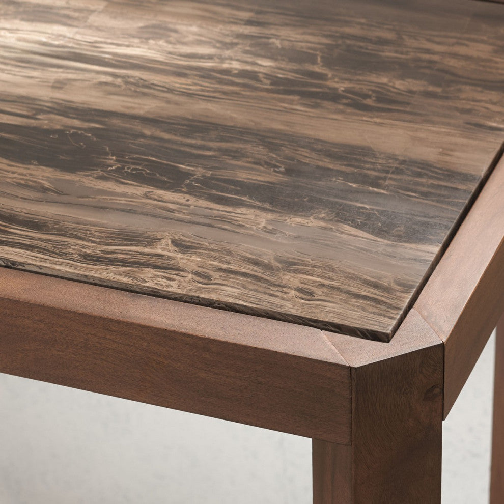 Safavieh Couture Bernardi Marble Top Console Table, Walnut/Brown