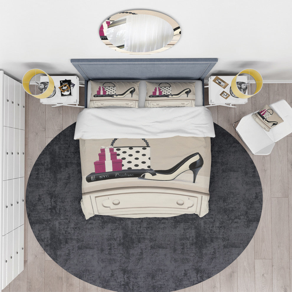 Fashion Stiletto and Polka Purse Duvet Cover Set, Twin