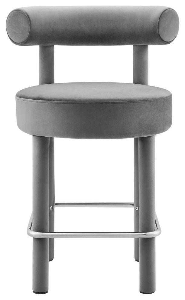 Toulouse Performance Velvet Counter Stool - Gray Silver