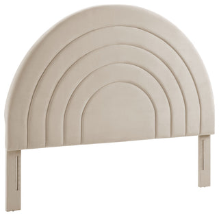 Solana Arched Performance Velvet Queen Headboard, Almond