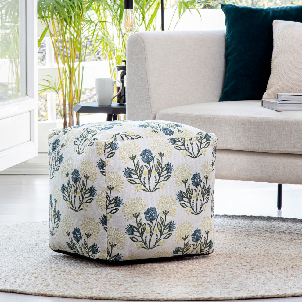 Gordes Yellow 18" x 18" x 18" Multicolor Pouf