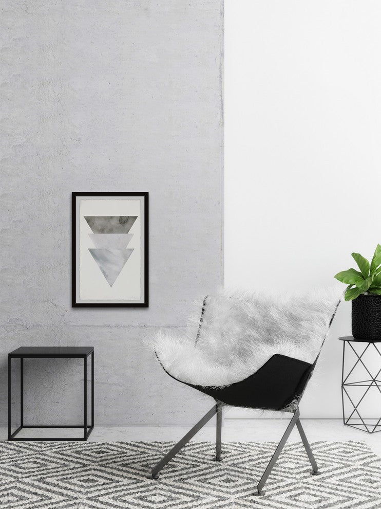 "Grayed Triangles" Framed Painting Print, 8"x12"