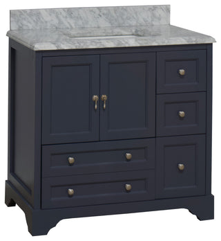 Madison 36" Bathroom Vanity, Marine Gray, Carrara Marble