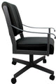 Leather Memphis Dining Caster Chair Swivel Tilt with Wheels, Black Leather on Gray