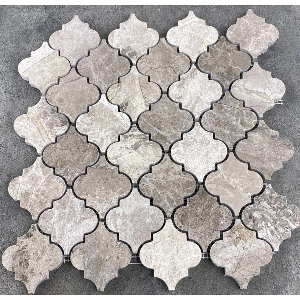 Silver Shadow Marble Casablanca on 12" x 12" Mesh Mosaic Tile (10 sqft per box)