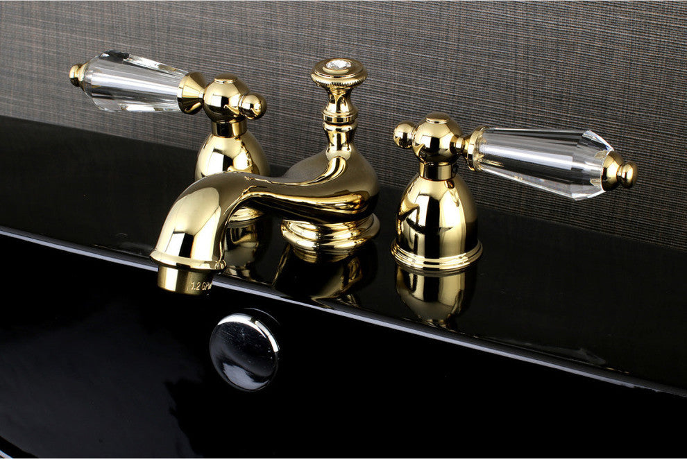 Kingston Brass Mini-Widespread Bathroom Faucet With Brass Pop-Up, Polished Brass