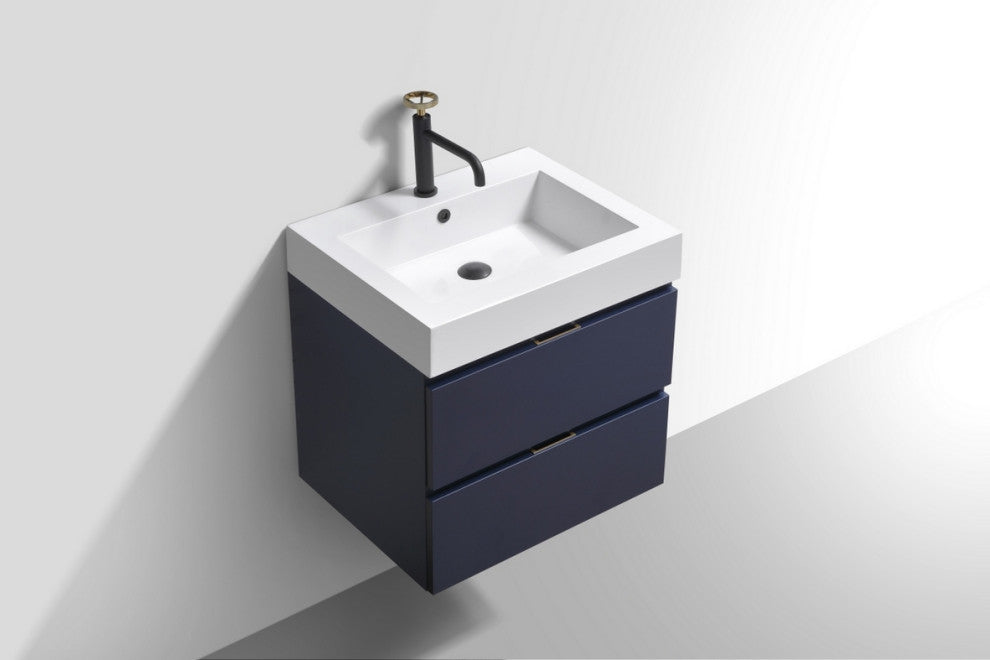 Bliss 24" Wall Mount Bathroom Vanity, Blue