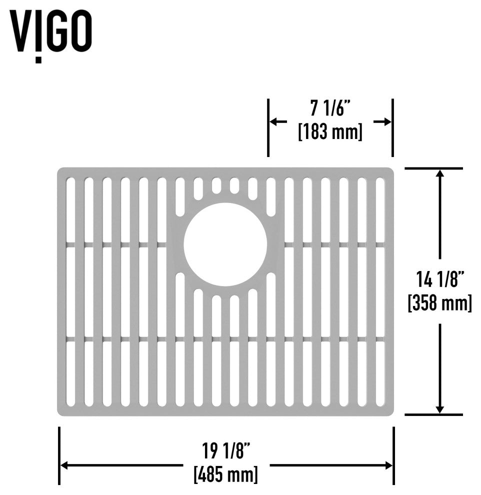 VIGO Silicone Protective Bottom Grid for Single Bowl Kitchen Sink, Gray, 19"lx14"w