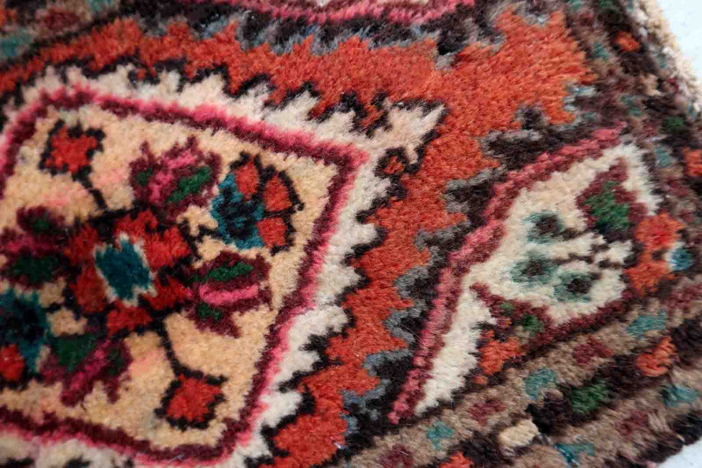 Handmade Vintage Persian Hamadan Mat 1.1'x1.7', 35cmx53cm, 1970s
