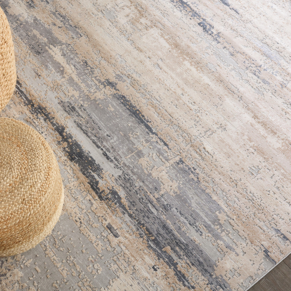 Ronan Abstract Beige/ Gray Area Rug, 10'x14'