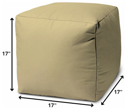 17  Cool Creamy Yellow Beige Solid Color Indoor Outdoor Pouf Ottoman