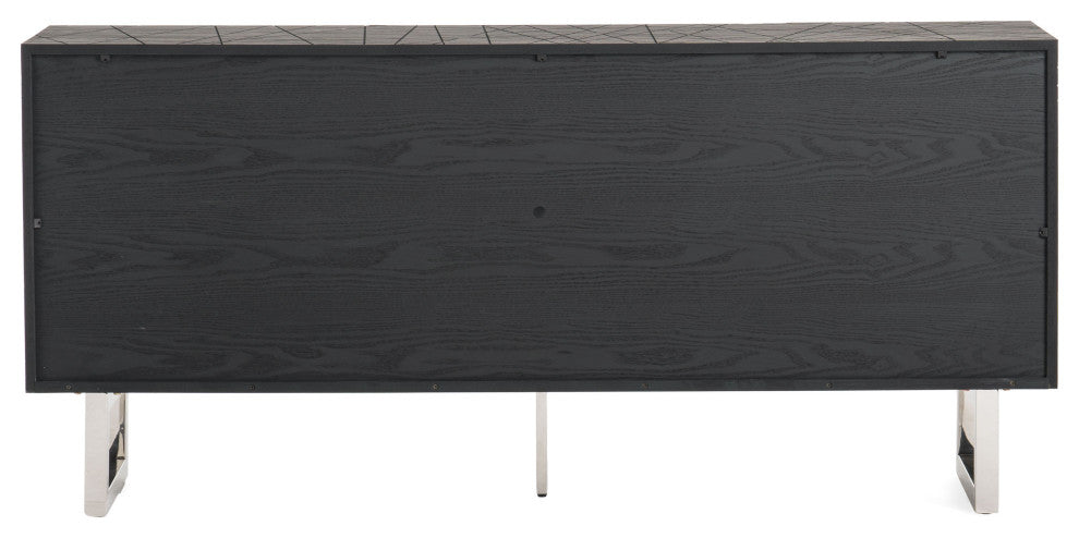 Modrest Kenda Modern Black Ash + Stainless Steel Buffet