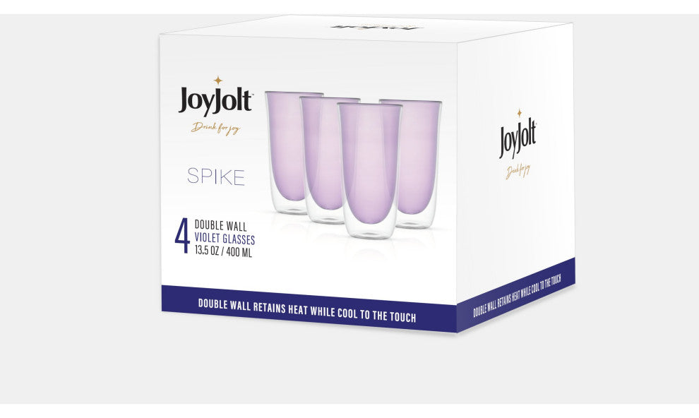 Spike Violet Double Wall Insulated Highball Glasses 13.5 oz, Set of 4