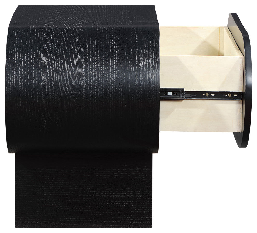 Harlow Solid Wood And Oak Veneer Night Stand, Black