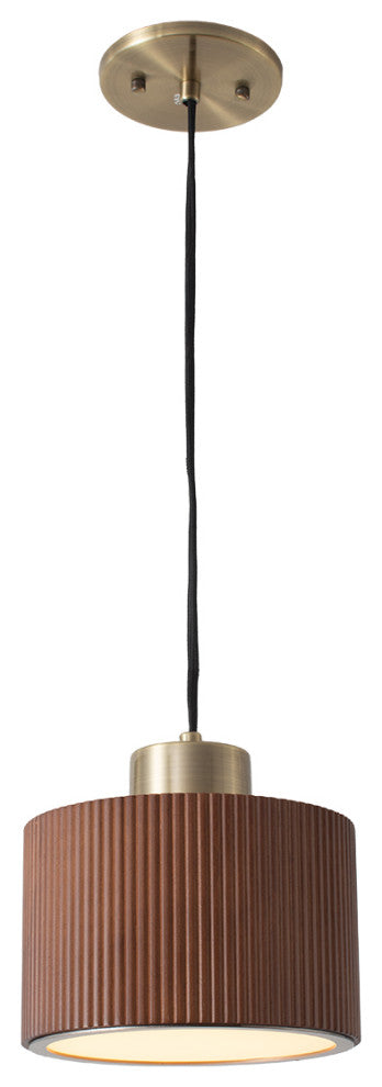 Tambo Pendant Light Weathered Brass, Dark Walnut