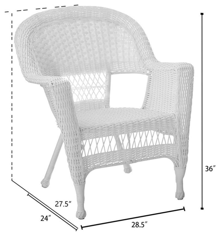 Pemberly Row Wicker / Rattan Chair with Cushion in White/Blue (Set of 2)