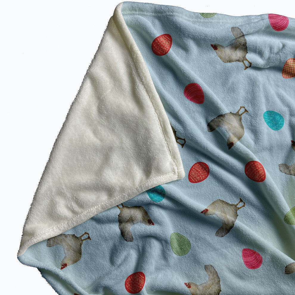 30 x 40 in Chickens and Eggs Easter Throw Blanket, After Rain Blue
